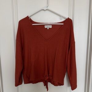 Rust tie up long sleeve shirt